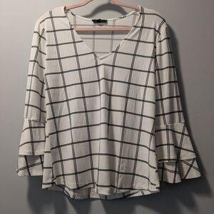 Mine White and Black Grid Blouse